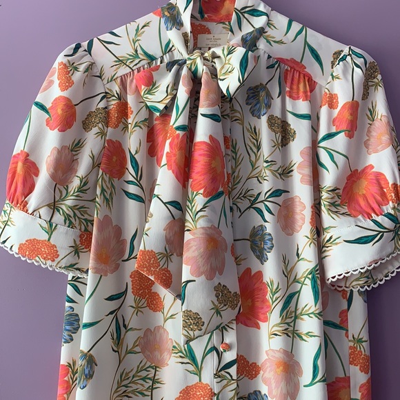Kate Spade Blossom Tie Neck Blouse - Picture 2 of 14